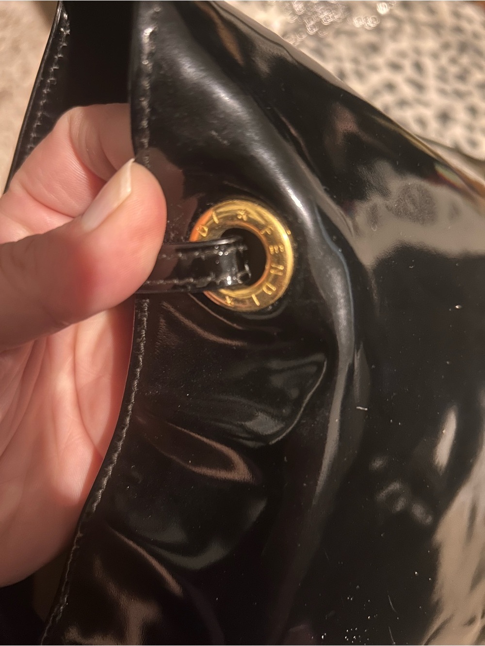Fendi Black Patent Tote Bag with pouch - Picture 14 of 16
